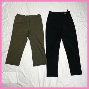 ★PICONE/ピッコーネ パンツ 2着セット 40/レディースL相当/カーキ/ブラック/ロング/クロップド/ストレッチ&1535800343