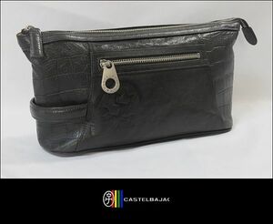 ■■＜中古品＞カステルバジャック＜Castelbajac：Real soft Leather＞セカンド バッグ ＜black＞ ■■