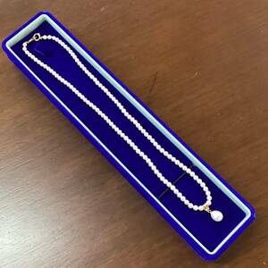 詳細不明 真珠 ネックレス パールネックレス 40cm 3.5ミリ 留め具 K18刻印有 ジュエリー アクセサリー 貴金属 金