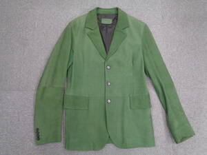  rare! PRADA original leather n back jacket SIZE 50 GREEN