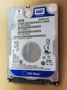 Western Digital HDD 500GB 2.5インチ WD5000LPVX　7mm厚 使用1000時間台短めです 程度良好 CDI正常判定 送料無料 即決