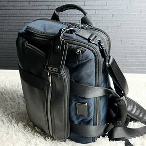 美品/3way ●TUMI トゥミ メンズ ビジネス 限定色 ALPHA ブリーフケース バッグパック リュック 232398NVY レザー ナイロン ネイビー