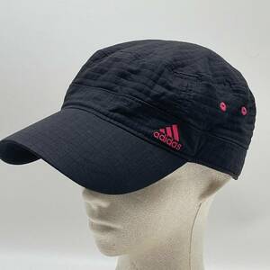 KO1025□adidas アディダス ワークキャップ 帽子 ブラック ロゴ スポーツ ゴルフ アウトドア OSFX(57-60)