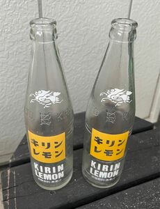 昭和レトロ　キリンレモン　340ml　空瓶　2本（蓋1つ付）