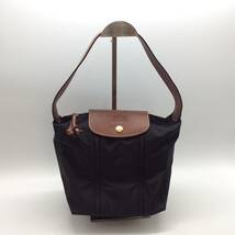 #1409 LONGCHAMP ロンシャン バッグ 黒 ミニショルダー ル プリアージュ 2way ファスナー ナイロン 変形 ハンドバッグ ミニバッグ_画像2