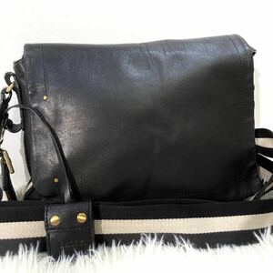 1円 【美品】 BALLY バリー ショルダーバッグ メッセンジャー ビジネス レザー ブラック トレスポ 斜め掛け メンズ 通勤 仕事鞄 黒 金具