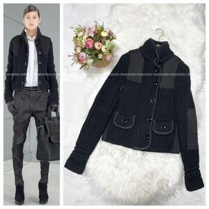  genuine article collection model Balenciaga switch piping elbow patch knitted blouson down jacket 36 black black BALENCIAGA