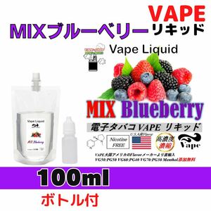 【100ml+ボトル 付】 ブルーベリーMIX 電子タバコ用 ベイプ リキッド