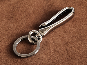  brass tsuli burr rotation hook key holder silver (KC,s double ring ) Casey z Kei siiz.... key ring silver color key chain 