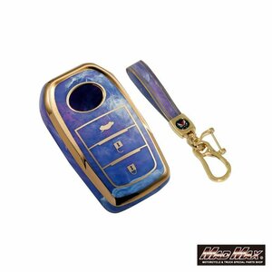 カー用品 TOYOTA トヨタ 大理石調 TYPE A TPUスマートキーケース パープル/アクア マークX ミライ ハイラックス【メール便送料200円】