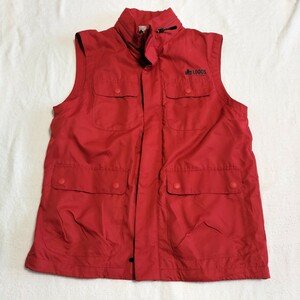 ◆新品 未使用　LOGOS ロゴス アウトドアウエア ベスト ロゴプリント　Lサイズ　RED　キャンプ　服　衣類　ジャンパー　上着　登山