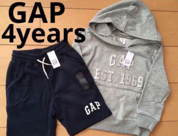 gap 新品 タグ付 105cm 4years ロゴパーカー ショートパンツ