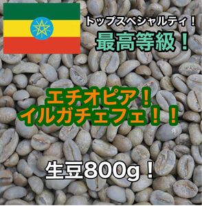 トップスペシャルティコーヒー！　エチオピア　イルガチェフェ　生豆800g！