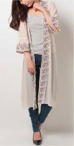 194* embroidery entering long gown cardigan unbleached cloth axes femme axes femme TS413X15 long cardigan 