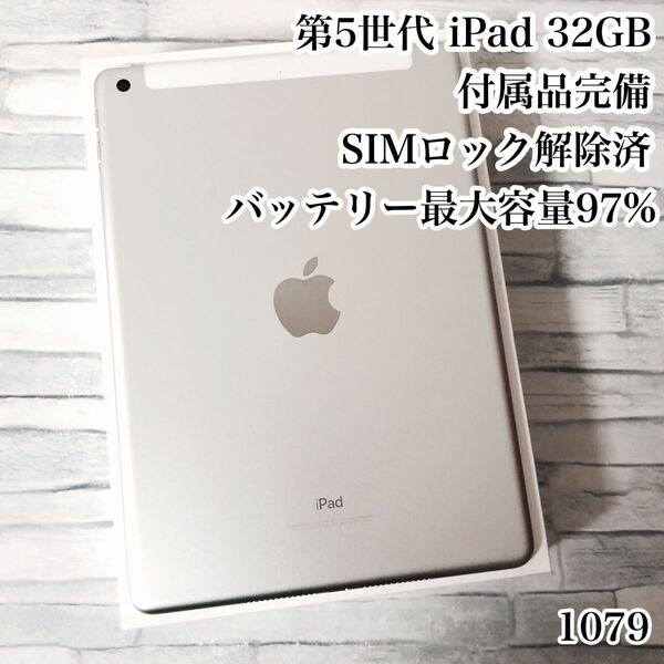 第5世代 iPad 32GB SIMフリー 付属品完備　管理番号：1079