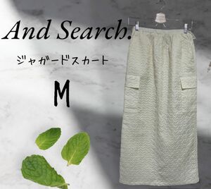 新品　And Search. ジャガードロングスカート　ホワイト　M