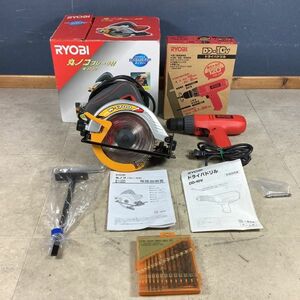 M1026【動作品】 RYOBI／リョービ 2点まとめ■電動丸ノコ. ブレーキ付き. W-1700. ■ドライバドリル. DD-10V. ドリルビット. 電動工具