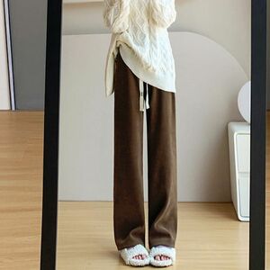 ワイドパンツ　裏起毛　トレンドカジュアル　レディース　韓国ファッション