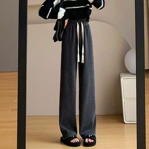 ワイドパンツ　裏起毛　トレンドカジュアル　レディース　韓国ファッション