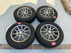 スタッドレスタイヤホイール4本SET グッドイヤーアイスナビ6 195/65R15 AMD RS-10 メタリックグレー　中古品