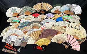 扇子 まとめて 大量 工芸品 日本舞踊 扇面 49本 和装小物 柄 書画 中国 コレクター放出品