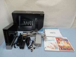 ●●Nintendo RVL-001 Wii クロ 任天堂 ゲーム機 ウィー ブラック wiiリモコンプラス/アタッチメント/ソフト付き USED 87783●●！！