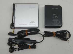 ◎SONY MZ-RH1 MDレコーダー シルバー アダプター リモコン イヤホン USBケーブル付き ソニー 動作品 87866◎！！