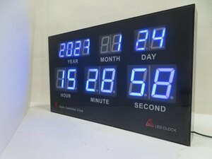 ★JDL LED CLOCK カレンダークロック デジタル 壁掛け時計 幅40.0㎝ 高さ24.0㎝ 奥行5.0㎝ 難あり USED 87944★！！