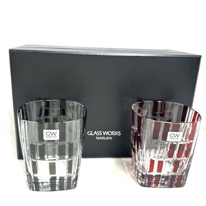 Z137-W13-129 NARUMI ナルミ GLASS WORKS グラスワークス GW グラス 2客 ペア 赤 黒 食器 洋食器 箱付③