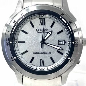 C030-SB2-642 ◎ CITIZEN シチズン A412-T005471 Eco-Drive エコドライブ メンズ腕時計 ソーラー時計 デイト シルバー文字盤 稼働①