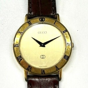 C103-W13-364 ◎ GUCCI グッチ 3000M 腕時計 QUARTZ クオーツ ゴールド文字盤 2針 0001005 メンズ③