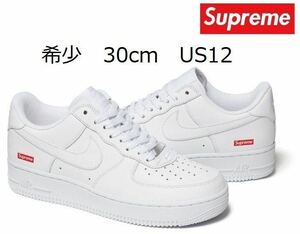  rare 30cm Supreme × NIKE Air Force 1 Low White US12 Supreme Nike Air Force 1 white Box Logo Sticker attaching Tee SB Dunk CU9225-100