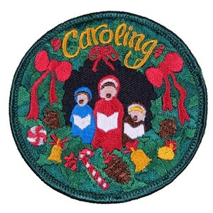 PI97 Caroling クリスマス系 丸形 ワッペン パッチ ロゴ エンブレム アメリカ 米国 USA 輸入雑貨