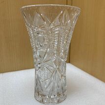 GXL9995 BOHEMIAN GLASS ボヘミアングラス クリスタル 花瓶 フラワーベース インテリア 口径約15.6cm H 24cm 重さ2300g 現状品　1109_画像6