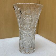 GXL9995 BOHEMIAN GLASS ボヘミアングラス クリスタル 花瓶 フラワーベース インテリア 口径約15.6cm H 24cm 重さ2300g 現状品　1109_画像4