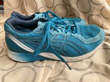 中古 asics TARTHEREDGE2 メンズランニングシューズ 24.5cm ライトブルー_画像3