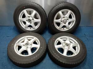 ★7-8分山★21年製★ ダンロップWINTER MAXX WM03 145/80R13　社外ホイール 13×4J +42 4H-100 4本セット スタッドレス 軽自動車等　A974