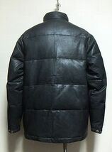 美品:ALBO QUATTRO(アルボ クアトロ).ラムレザー ダウン ジャケット 黒 50(L-XL/上質.羊革/ジップ開/幅60丈74/アメカジ/バイカー/freedom)_画像2