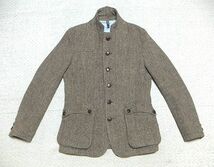 美品:TRILBY.ハリスツイード ウール ハンティング テーラード ジャケット 2(M/Wジップ&釦/本切羽/肩43幅50/トラッド/southwick/日本製 van)_画像5