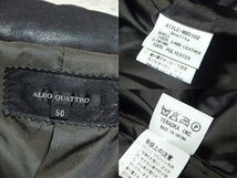 美品:ALBO QUATTRO(アルボ クアトロ).ラムレザー ダウン ジャケット 黒 50(L-XL/上質.羊革/ジップ開/幅60丈74/アメカジ/バイカー/freedom)_画像7