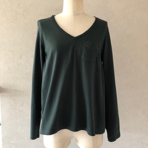 FilMelange Phil me Lingerie made in Japan long sleeve T shirt cotton 100% cut and sewn meido in Japan green deep green size 1gya The - cotton 