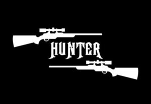 HUNTER デカール】ハンター 約15x7cm 色:銀 カッティングステッカー 散弾銃 狩猟 射撃 シューティング ハンティング 猟友会