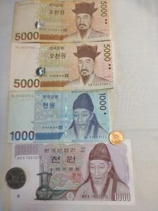 韓国 旧紙幣　KOREA 硬貨　まとめ6点
