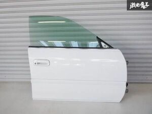 トヨタ 純正 JZX100 チェイサー ツアラーV 前期 フロント ドア 右 右側 運転席側 白系 ガラス(緑)付 GX100 即納 棚2F-C