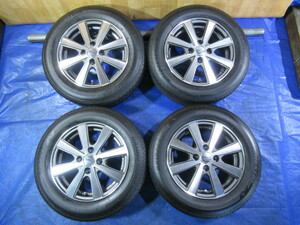 激安即決！ENKEI SMACK 14-5.5J 4H/100 ET43 + BRIDGESTONE 175/65R14 中古4本 ｂB パッソ ヴィッツ フィット キューブ等 T007746