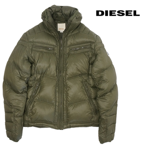 国内正規 DIESEL ディーゼル 撥水 ナイロン キルティングダウンジャケット ライダースデザイン カーキ Mサイズ 0611