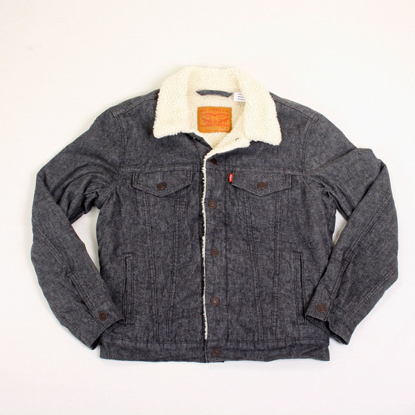 新品 Sサイズ Levi's/リーバイス シェルパ Gジャン 裏ボア ソフト コットン ジャケット 【ダークグレー×ナチュラル】アメージング 服 JKT