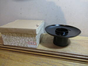 黒漆真塗盃台　紙箱付　木乾樹脂漆器（漆器工芸品　中古茶道具　