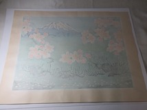 加藤武夫 【りんご花咲く津軽野】風景画　自筆サイン　12/120 木版画 約53㎝×約39.5㎝　シート　青森県_画像6