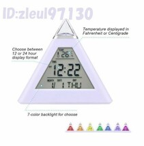 Ay2344: 最安 7 色のカラフルなピラミッド Lcd アラーム時計夜の光温度計デジタル壁時計変更可能 時計ホームインテリア Accessorier Led_画像5
